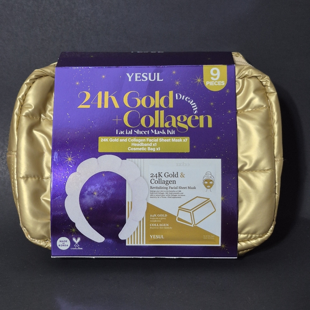 Yesul 24K Gold & Collagen Revitalizing Facial Sheet Mask Kit New
